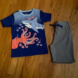 The Children Place 2 pieces set (top and shorts), size 5T. Multicolor